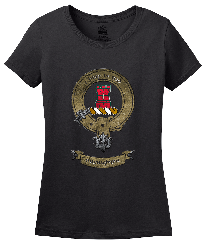 Ladies Black Macnaughten Clan - Scottish Pride Heritage Clan Macnaughten T-shirt