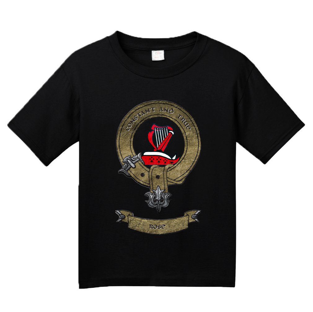 Youth Black Clan Rose - Scottish Pride Heritage Family Name Clan Rose T-shirt