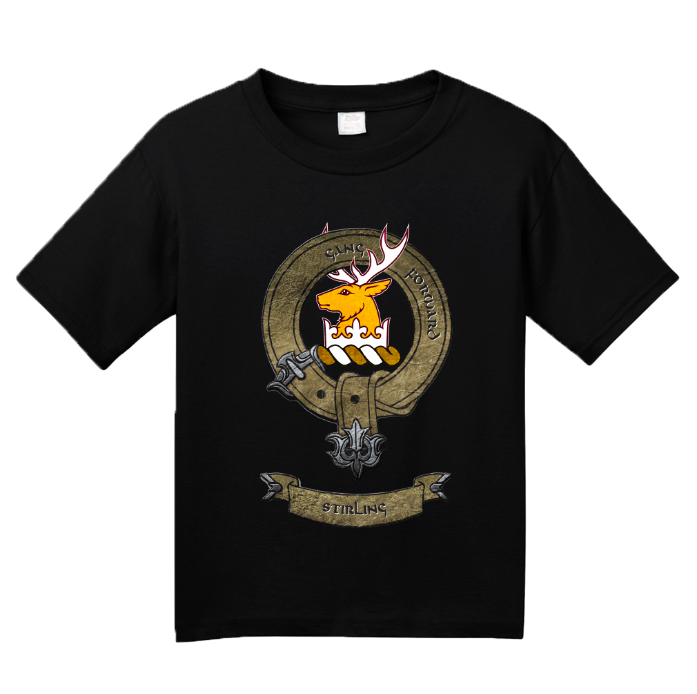 Youth Black Clan Stirling - Scottish Pride Heritage Family Clan Stirling T-shirt