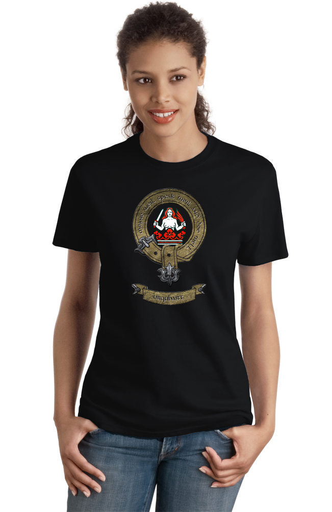 Ladies Black Clan Urquhart - Scottish Pride Heritage Family Clan Urquhart T-shirt