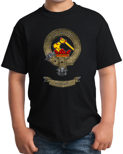 Youth Black Clan Wallace - Scottish Pride Heritage Family Clan Wallace T-shirt