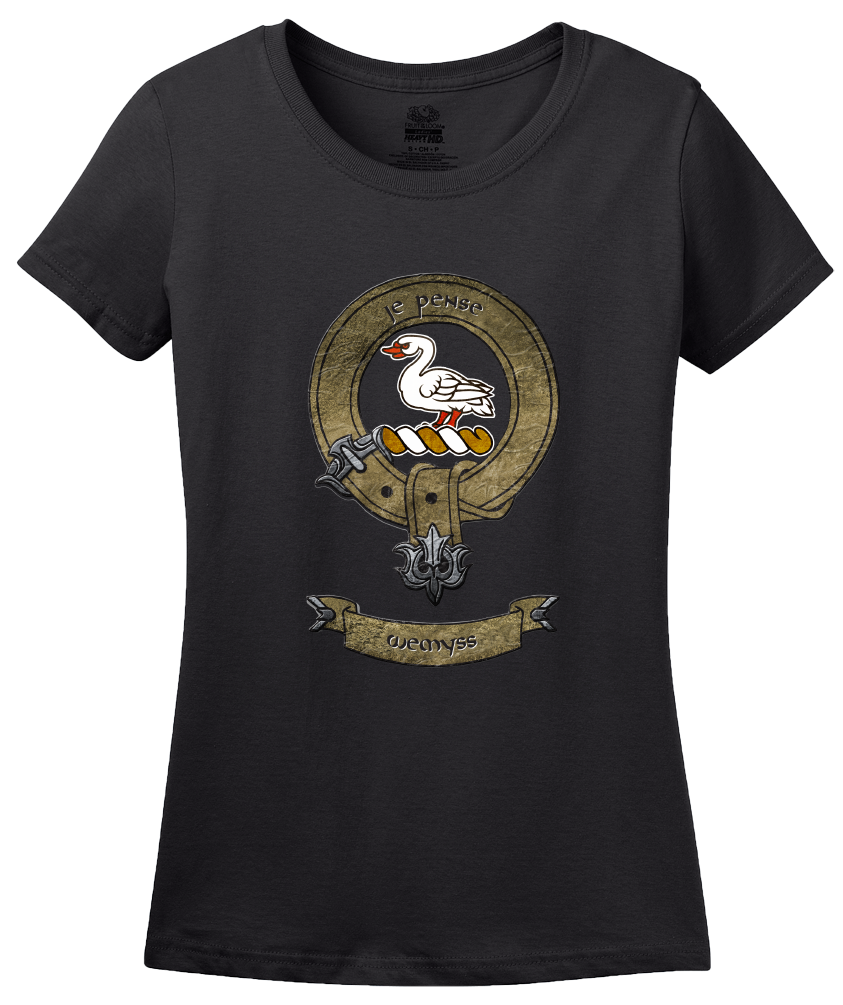 Ladies Black Clan Wemyss - Scottish Pride Heritage Family Clan Wemyss T-shirt