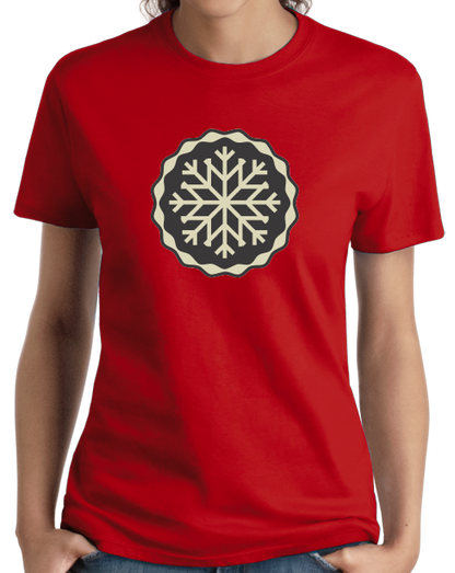 Ladies Red Snowflake Icon - Cute Skiing Winter Snow Bunny Snowboarder T-shirt