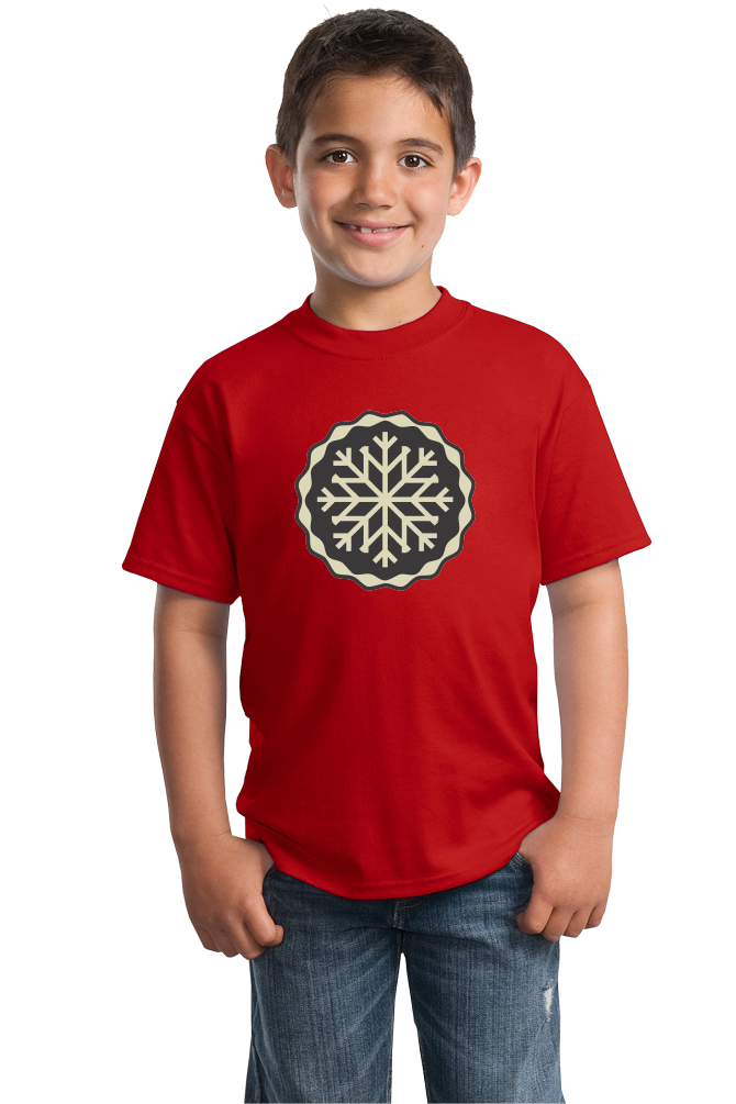 Youth Red Snowflake Icon - Cute Skiing Winter Snow Bunny Snowboarder T-shirt