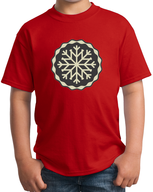 Youth Red Snowflake Icon - Cute Skiing Winter Snow Bunny Snowboarder T-shirt