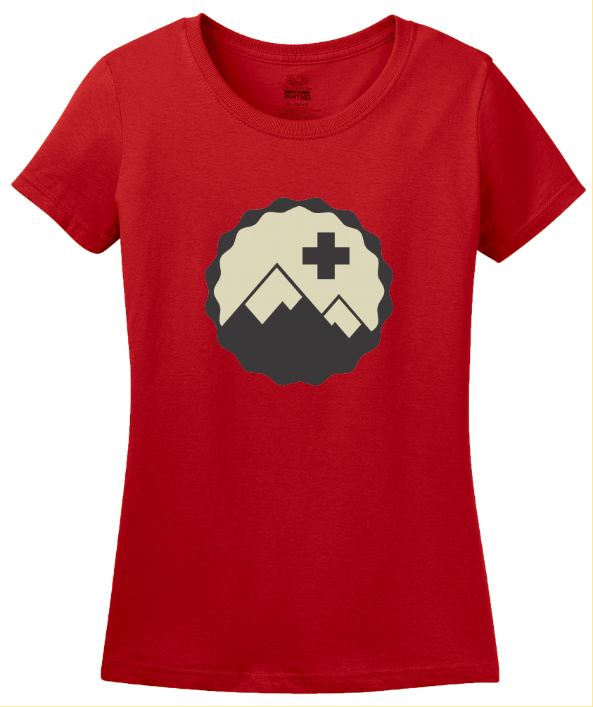 Ladies Red Snow Patrol - Cool Retro Skiing Winter Skier Cute Logo T-shirt