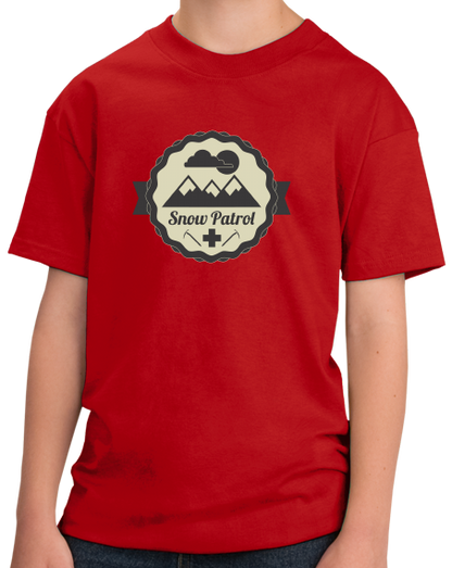 Youth Red Snow Patrol Logo - Cool Retro Skiing Winter Skier Cute Logo T-shirt