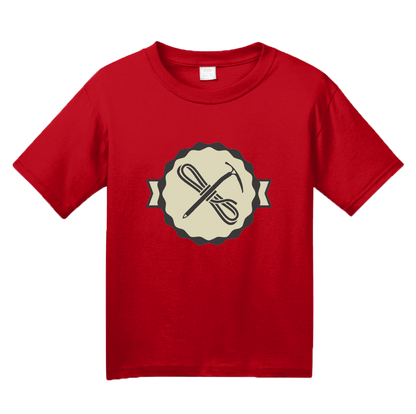 Youth Red Mountain Ice Climbing Symbol - Mountaineer Ice Climber Pride T-shirt