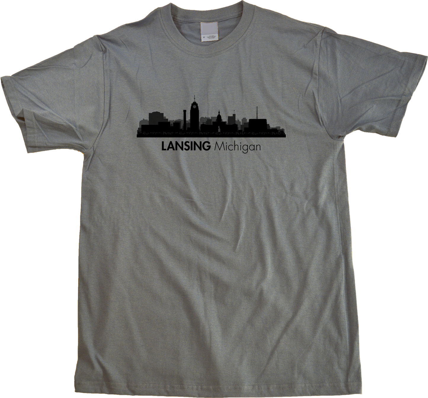 Unisex Grey Skyline Of Lansing, Michigan - Michigan State Capital Love T-shirt