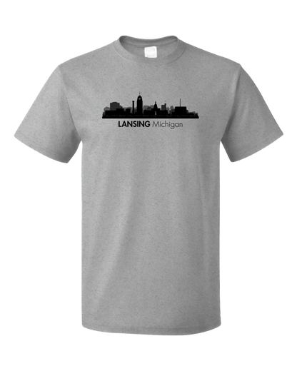 Unisex Grey Skyline Of Lansing, Michigan - Michigan State Capital Love T-shirt