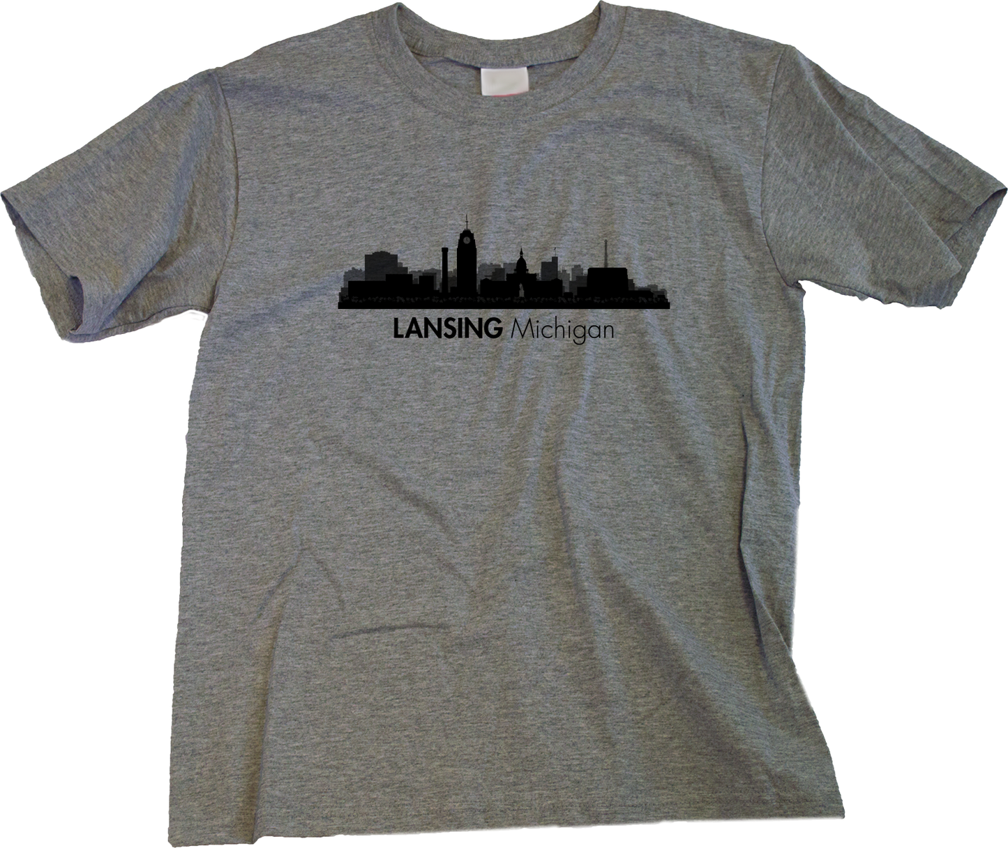 Youth Grey Skyline Of Lansing, Michigan - Michigan State Capital Love T-shirt