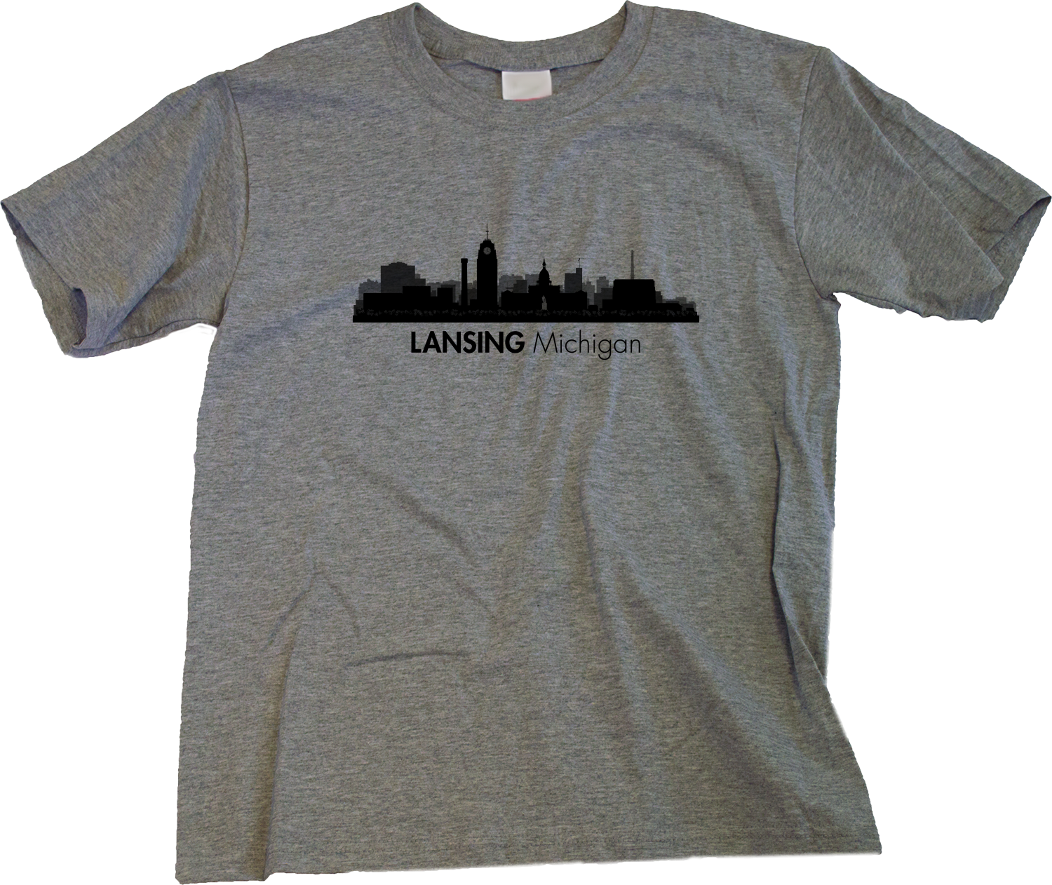 Youth Grey Skyline Of Lansing, Michigan - Michigan State Capital Love T-shirt