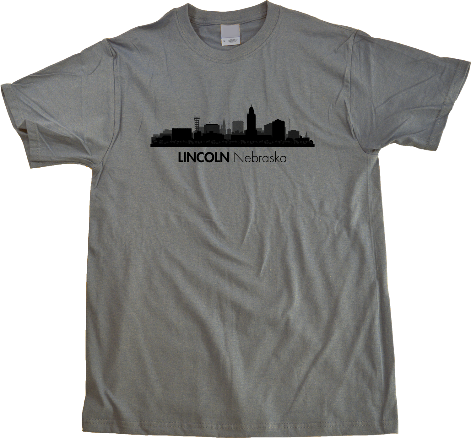 Unisex Grey Skyline Of Lincoln, Nebraska - Nebraska State Capital Love T-shirt