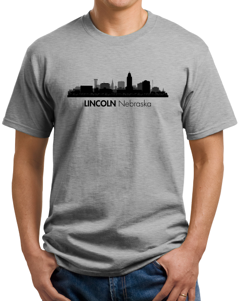 Unisex Grey Skyline Of Lincoln, Nebraska - Nebraska State Capital Love T-shirt