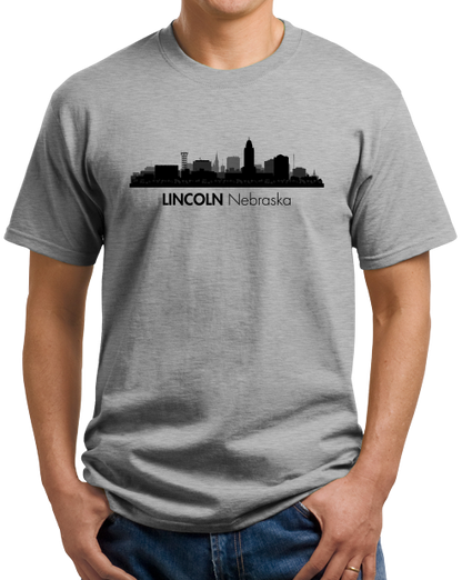 Unisex Grey Skyline Of Lincoln, Nebraska - Nebraska State Capital Love T-shirt