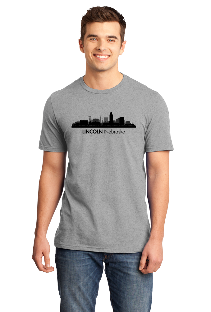 Unisex Grey Skyline Of Lincoln, Nebraska - Nebraska State Capital Love T-shirt