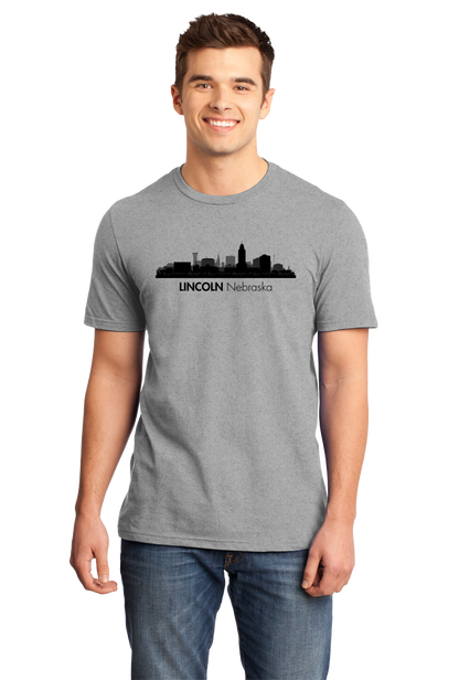 Unisex Grey Skyline Of Lincoln, Nebraska - Nebraska State Capital Love T-shirt