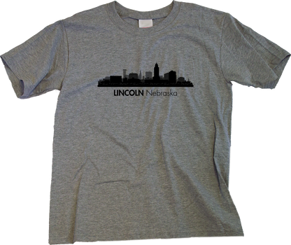 Youth Grey Skyline Of Lincoln, Nebraska - Nebraska State Capital Love T-shirt