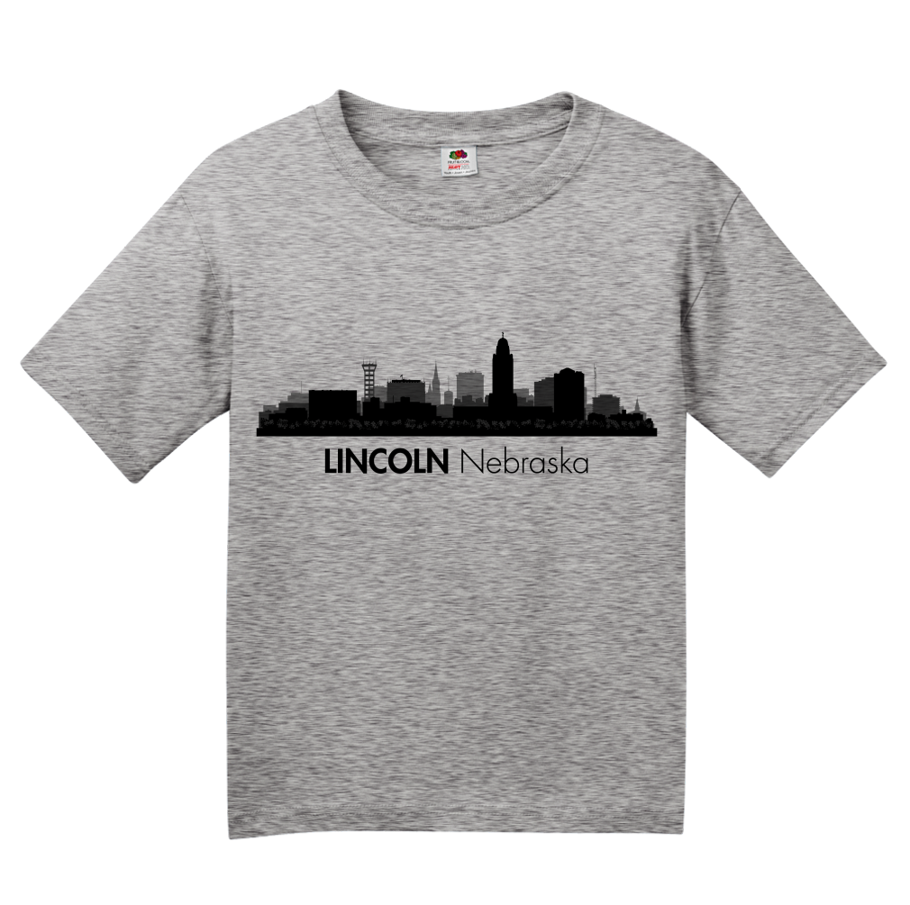 Youth Grey Skyline Of Lincoln, Nebraska - Nebraska State Capital Love T-shirt