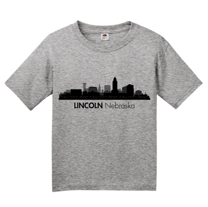 Youth Grey Skyline Of Lincoln, Nebraska - Nebraska State Capital Love T-shirt