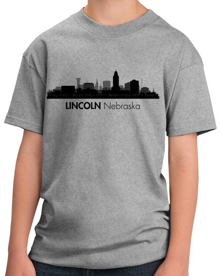 Youth Grey Skyline Of Lincoln, Nebraska - Nebraska State Capital Love T-shirt