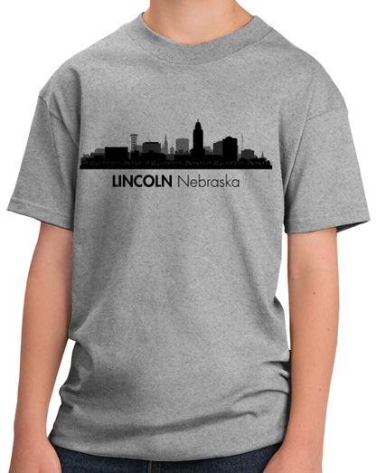 Youth Grey Skyline Of Lincoln, Nebraska - Nebraska State Capital Love T-shirt