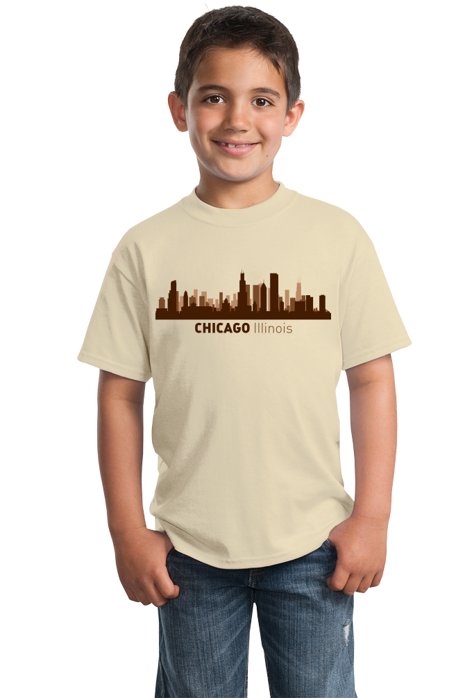 Youth Natural Chicago, IL City Skyline - Second City Windy Chi-Town Love Pride T-shirt