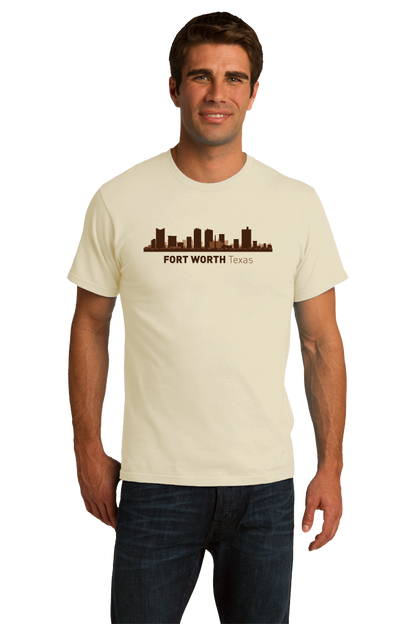 Unisex Natural Fort Worth, TX City Skyline - Texas Pride Love Cattle Drive Home T-shirt