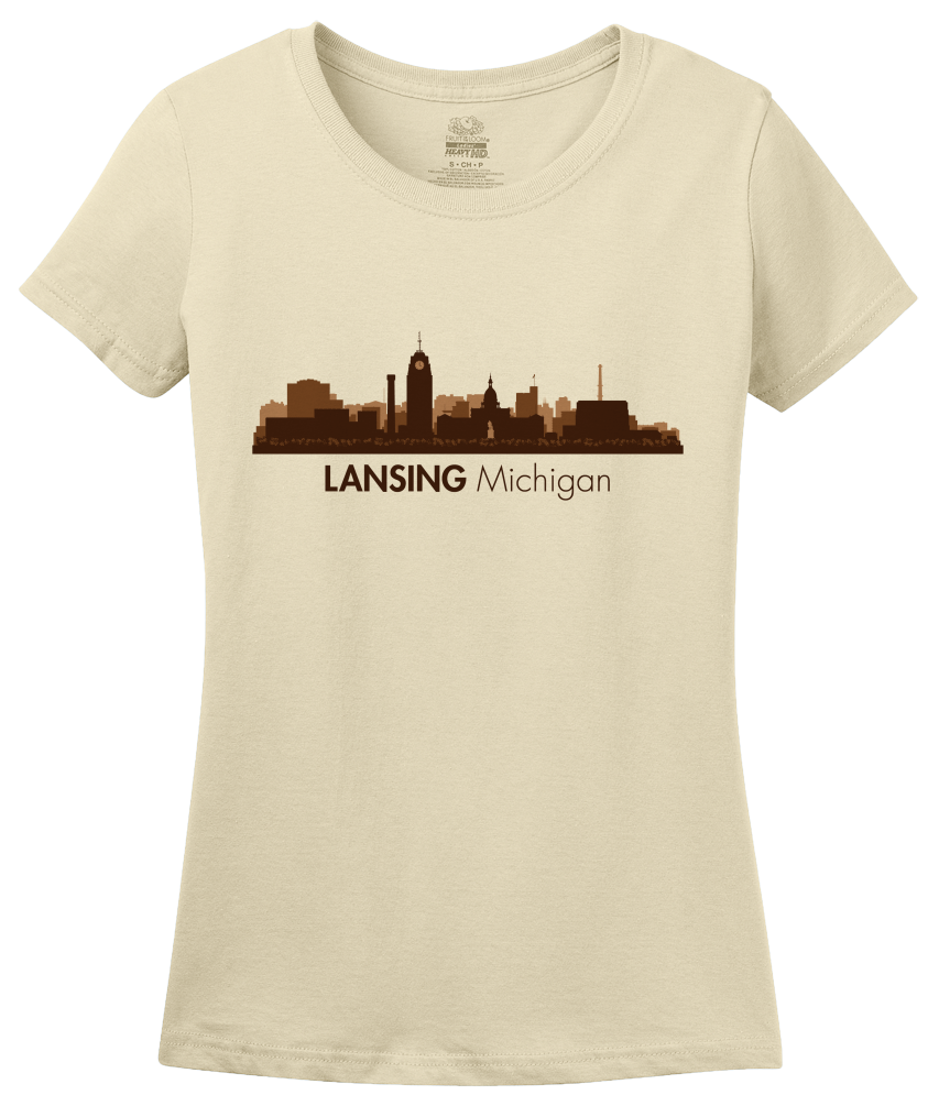 Ladies Natural Skyline Of Lansing, Michigan - Michigan State Capital Love T-shirt