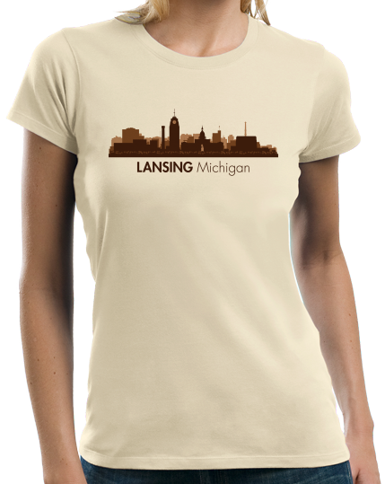 Ladies Natural Skyline Of Lansing, Michigan - Michigan State Capital Love T-shirt