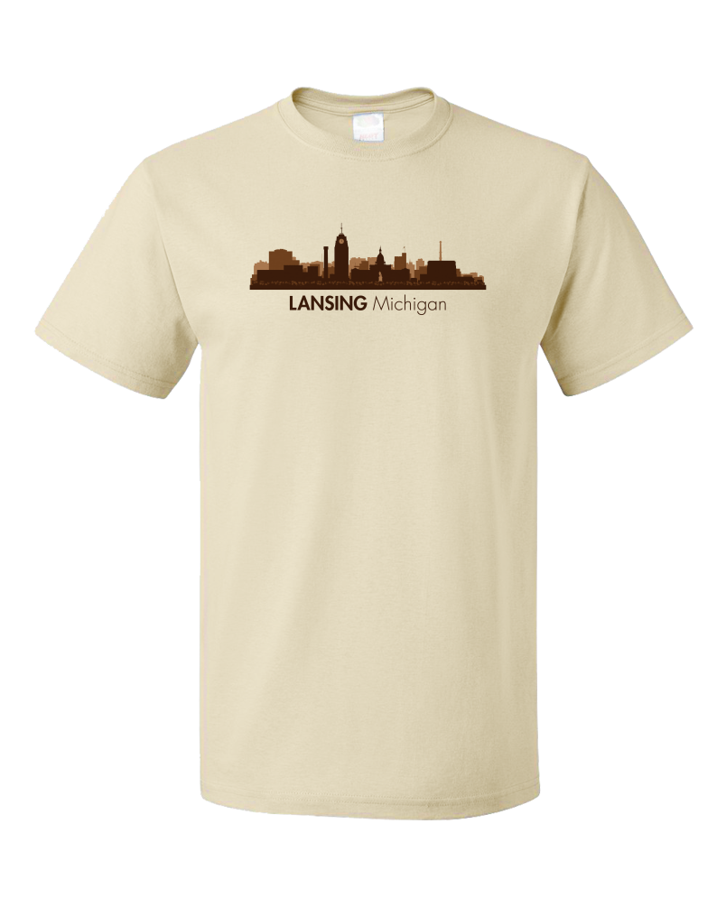 Unisex Natural Skyline Of Lansing, Michigan - Michigan State Capital Love T-shirt