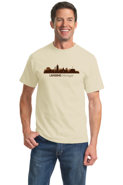 Unisex Natural Skyline Of Lansing, Michigan - Michigan State Capital Love T-shirt