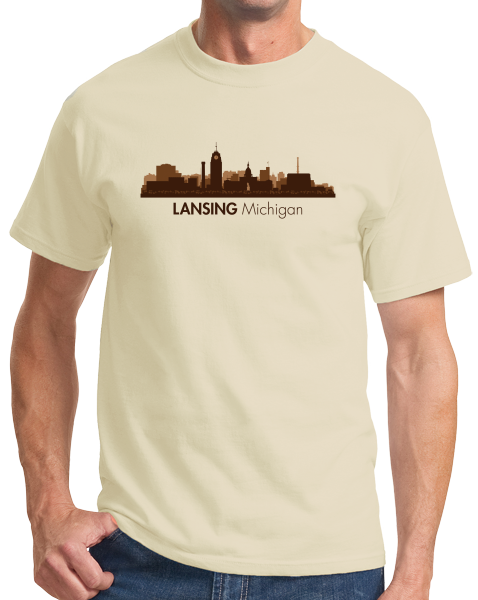 Unisex Natural Skyline Of Lansing, Michigan - Michigan State Capital Love T-shirt