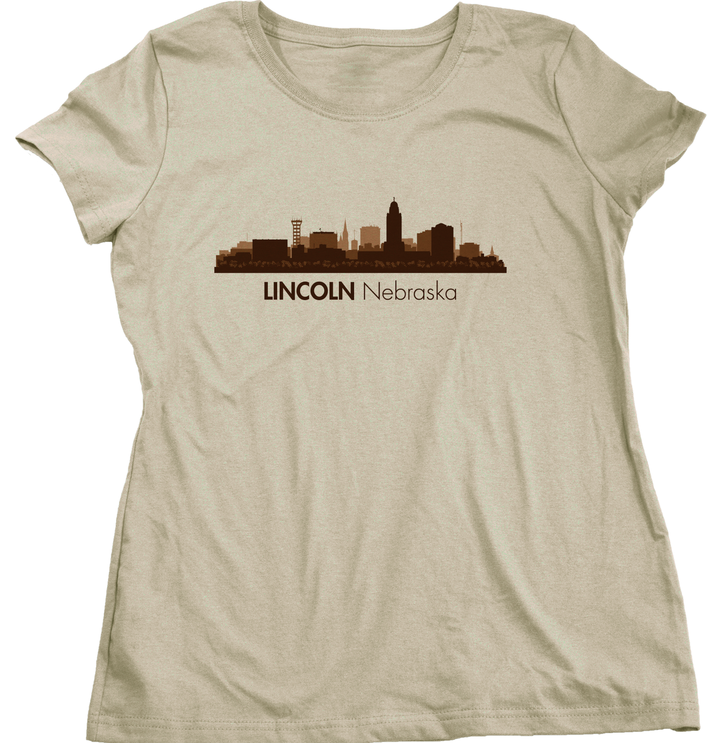 Ladies Natural Skyline Of Lincoln, Nebraska - Nebraska State Capital Love T-shirt