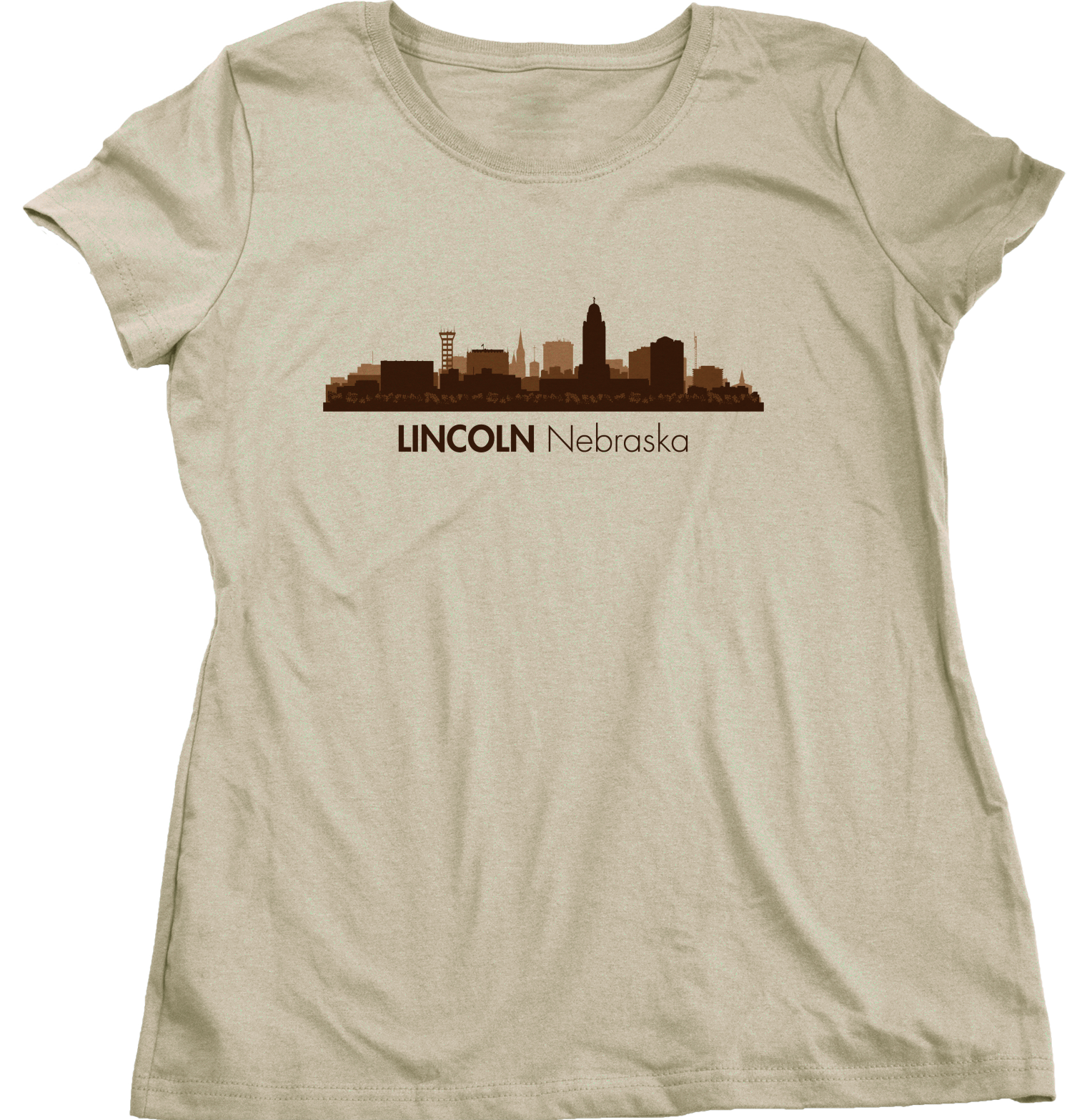 Ladies Natural Skyline Of Lincoln, Nebraska - Nebraska State Capital Love T-shirt