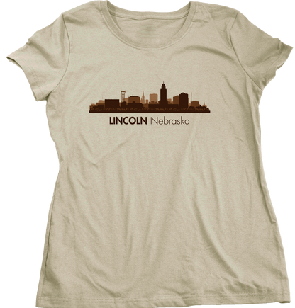 Ladies Natural Skyline Of Lincoln, Nebraska - Nebraska State Capital Love T-shirt