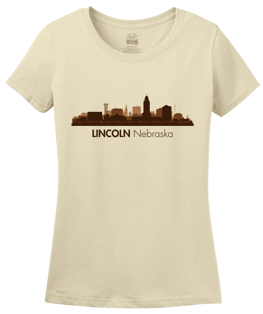 Ladies Natural Skyline Of Lincoln, Nebraska - Nebraska State Capital Love T-shirt