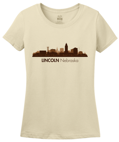 Ladies Natural Skyline Of Lincoln, Nebraska - Nebraska State Capital Love T-shirt