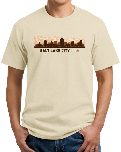 Unisex Natural Salt Lake City, UT City Skyline - SLC Utah Pride Mormon Temple T-shirt