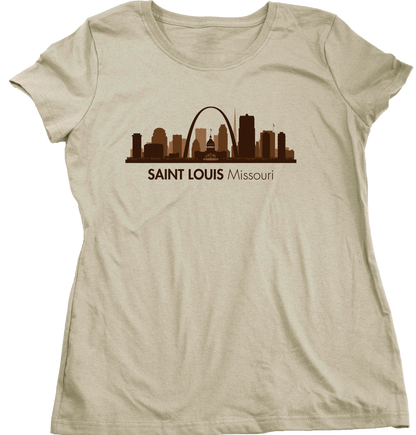 Ladies Natural Skyline Of Saint Louis, Missouri - Gateway Arch Cardinals Rams T-shirt