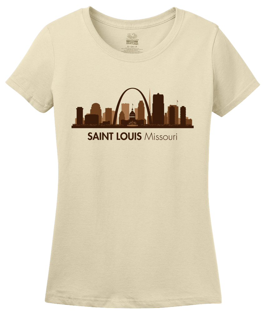 Ladies Natural Skyline Of Saint Louis, Missouri - Gateway Arch Cardinals Rams T-shirt