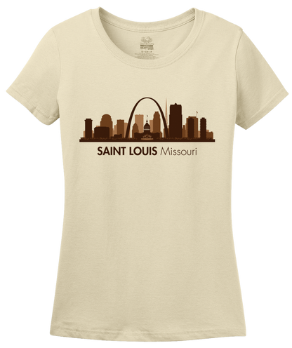 Ladies Natural Skyline Of Saint Louis, Missouri - Gateway Arch Cardinals Rams T-shirt