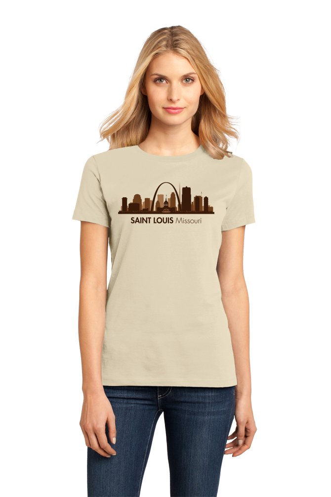 Ladies Natural Skyline Of Saint Louis, Missouri - Gateway Arch Cardinals Rams T-shirt