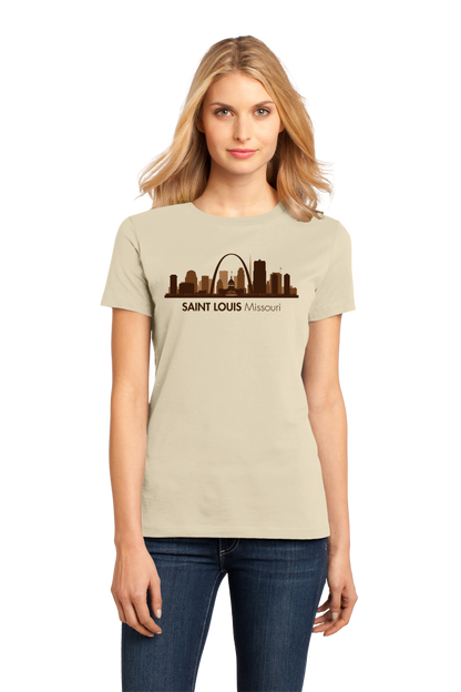 Ladies Natural Skyline Of Saint Louis, Missouri - Gateway Arch Cardinals Rams T-shirt