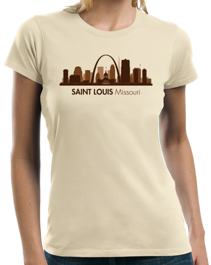 Ladies Natural Skyline Of Saint Louis, Missouri - Gateway Arch Cardinals Rams T-shirt