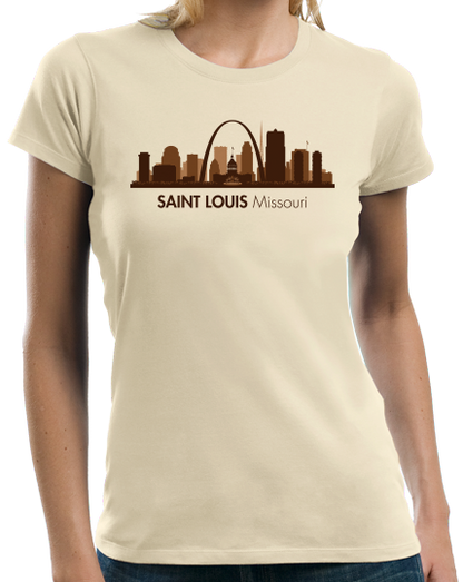 Ladies Natural Skyline Of Saint Louis, Missouri - Gateway Arch Cardinals Rams T-shirt