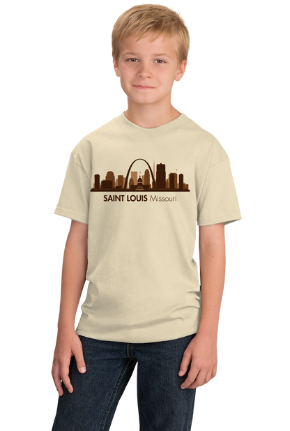 Youth Natural Skyline Of Saint Louis, Missouri - Gateway Arch Cardinals Rams T-shirt