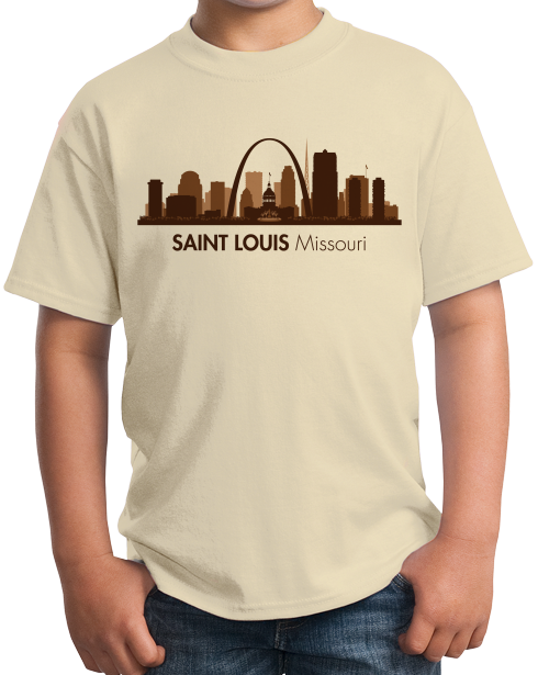 Youth Natural Skyline Of Saint Louis, Missouri - Gateway Arch Cardinals Rams T-shirt