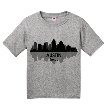 Youth Grey Austin, TX City Skyline - Keep Austin Weird Love Hometown Texas T-shirt