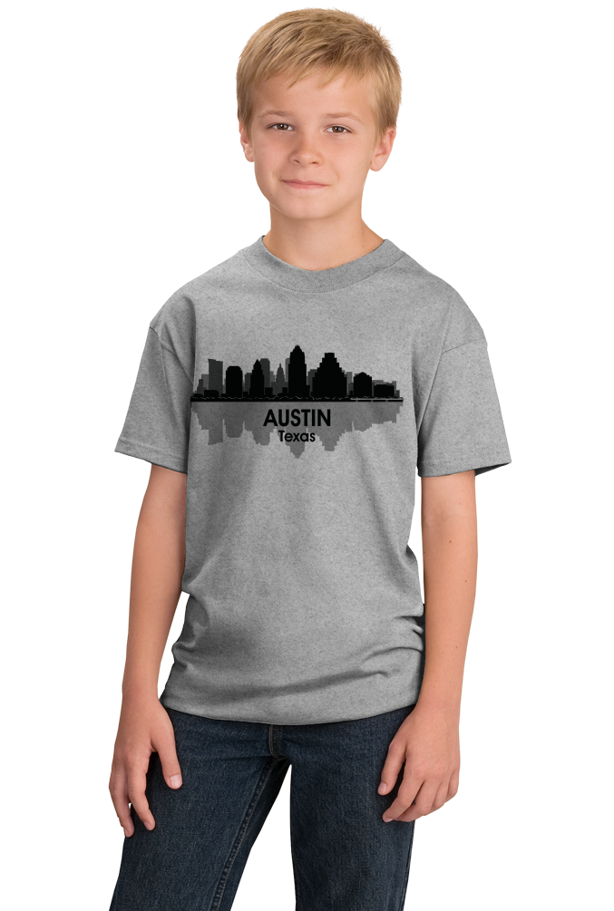 Youth Grey Austin, TX City Skyline - Keep Austin Weird Love Hometown Texas T-shirt